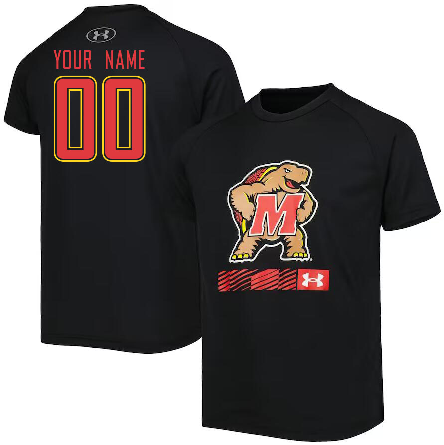 Custom Maryland Terrapins Name And Number College Tshirt-Black